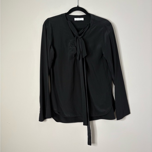 Sandro Black Blouse with Crisscross Neckline - Picture 3 of 6
